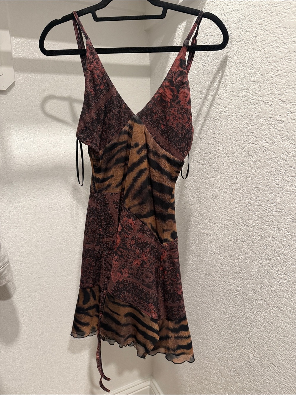 Princess Polly Brown and Rust Animal Patchwork Slip Dress